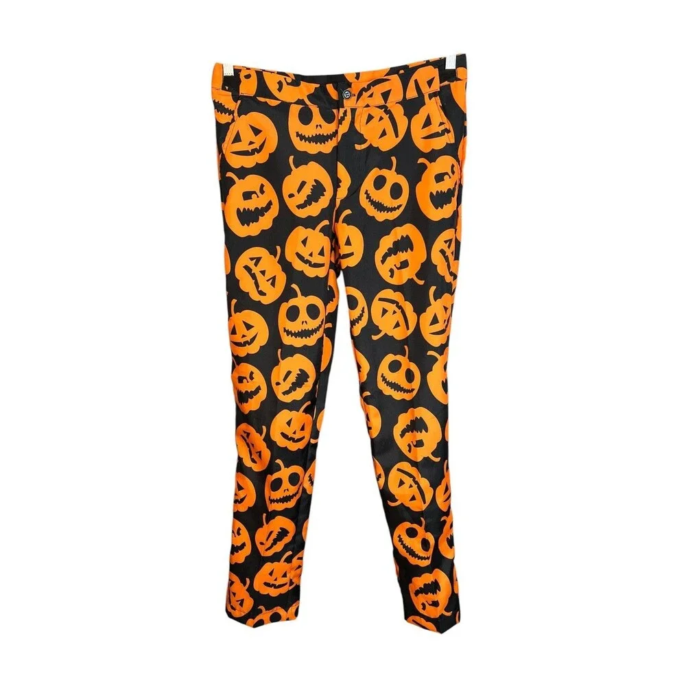 Spirit Halloween Men's Novelty Jack-o-Lantern Print Suit Size S Halloween Party